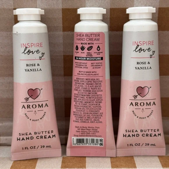 NEW (3) Rose & Vanilla Aromatherapy Bath and Body Works Hand Cream 1oz e… - Picture 2 of 2